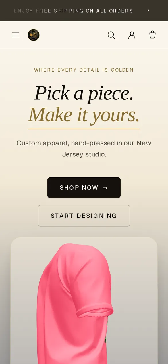 The Golden Time online store on mobile