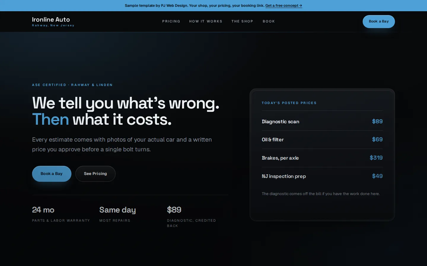 Ironline Auto website demo