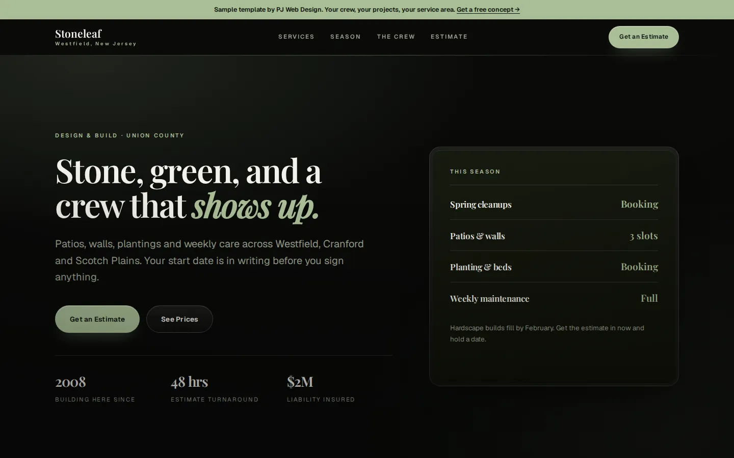 Stoneleaf Landscape Co. website demo
